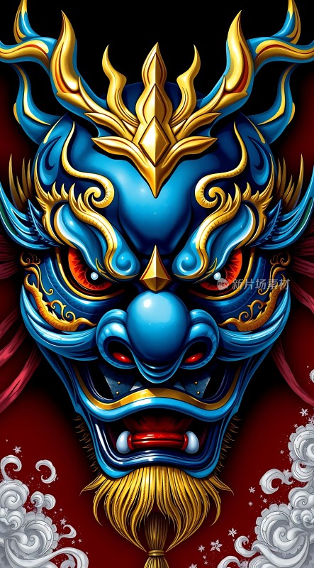 蓝色龙面具威武霸气