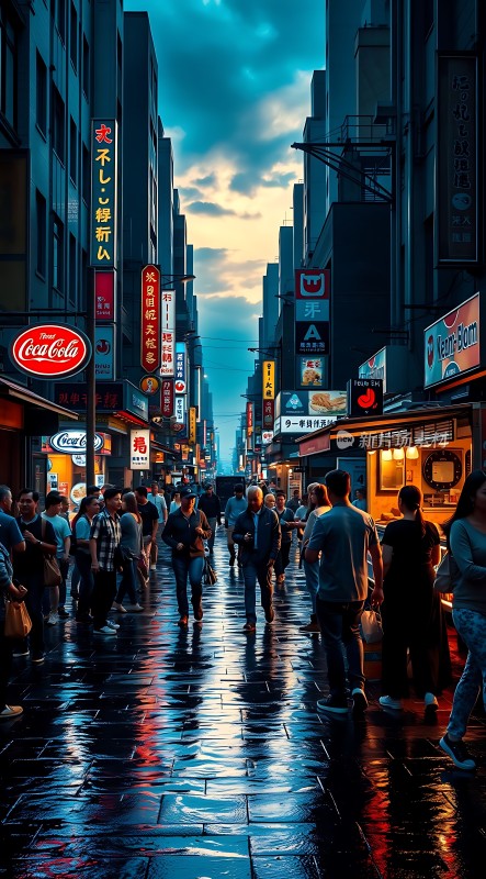 霓虹闪烁夜市繁华人间烟火气浓烈