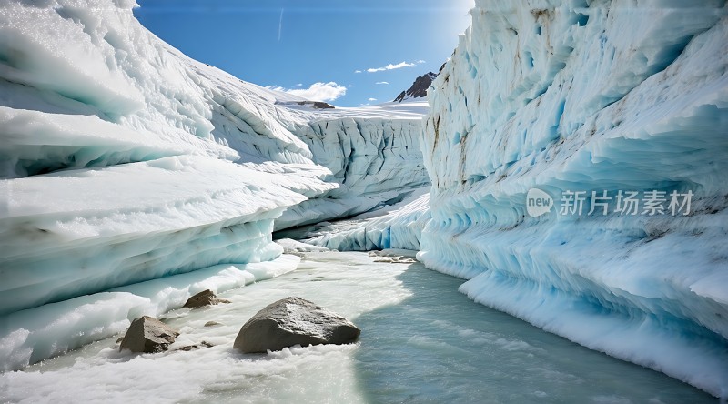 冰川秘境冰河与岩石的交响曲