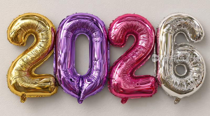 年彩色数字气球