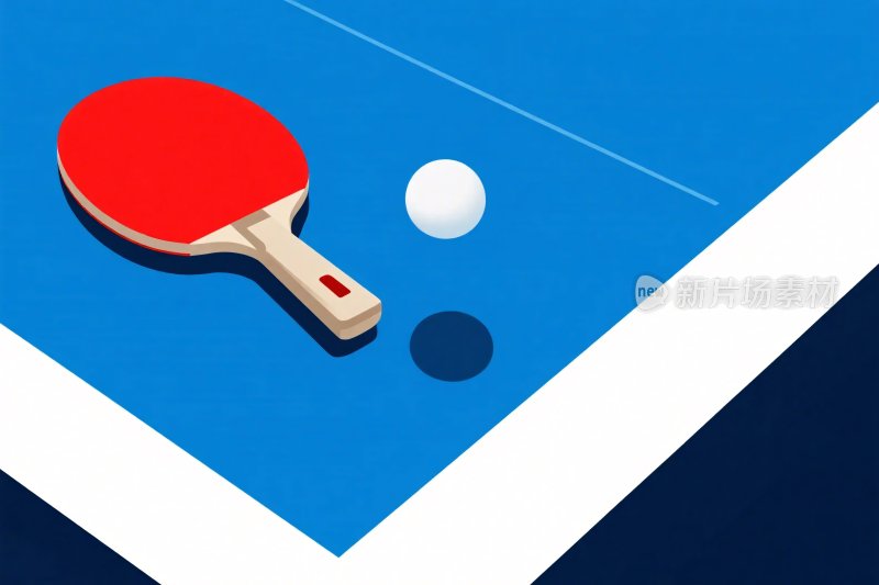 乒乓球与球拍插画
