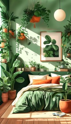 现代绿植卧室