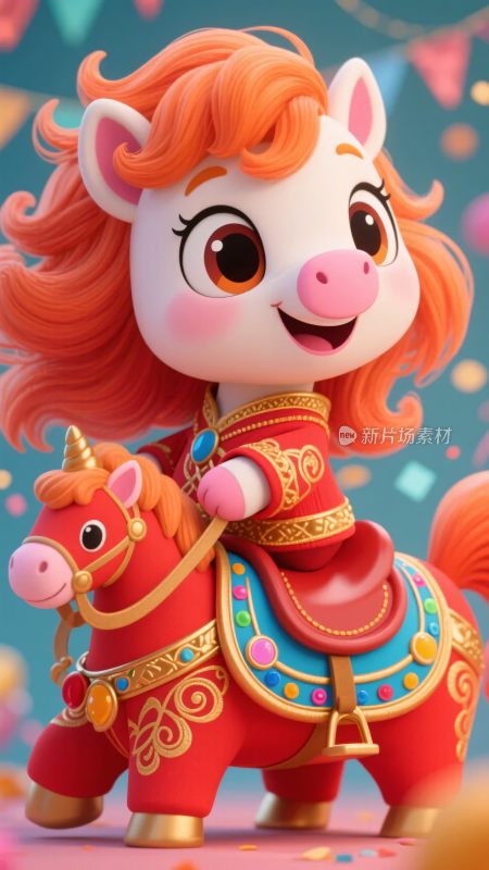 可爱小马形象卡通角色插画