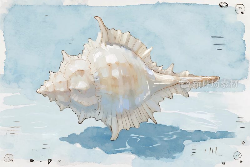 水彩海螺插画