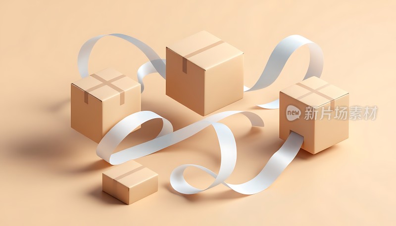 新片场素材  纸箱与丝带