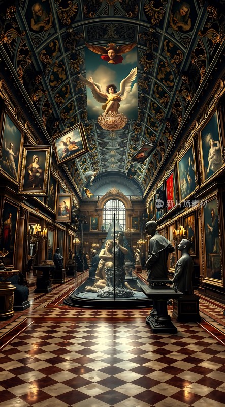 艺术殿堂雕像与画作共舞