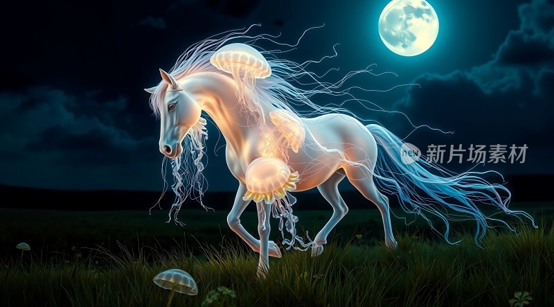 荧光马与梦幻夜空