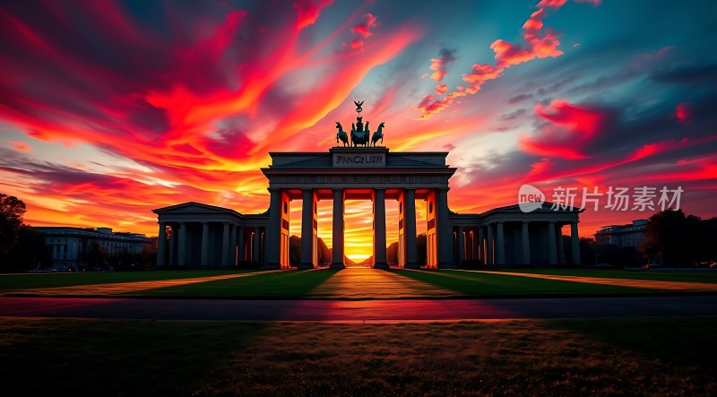 日落下的胜利纪念柱