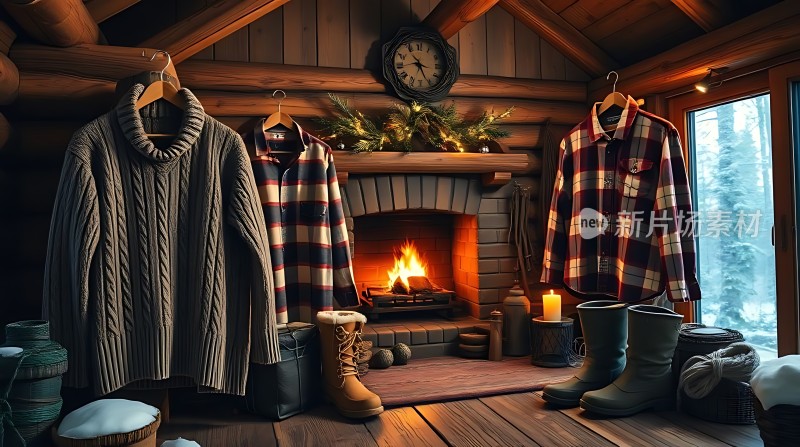 冬日暖炉旁的温馨之家