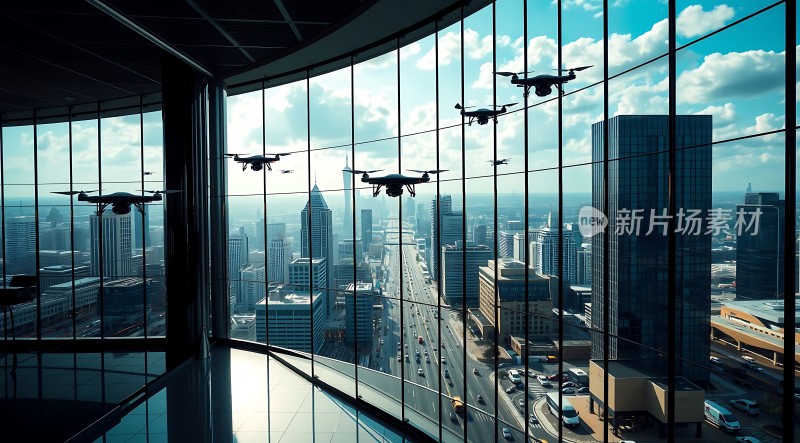 无人机编队飞越城市天际线