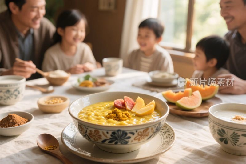 家庭温馨用餐场景