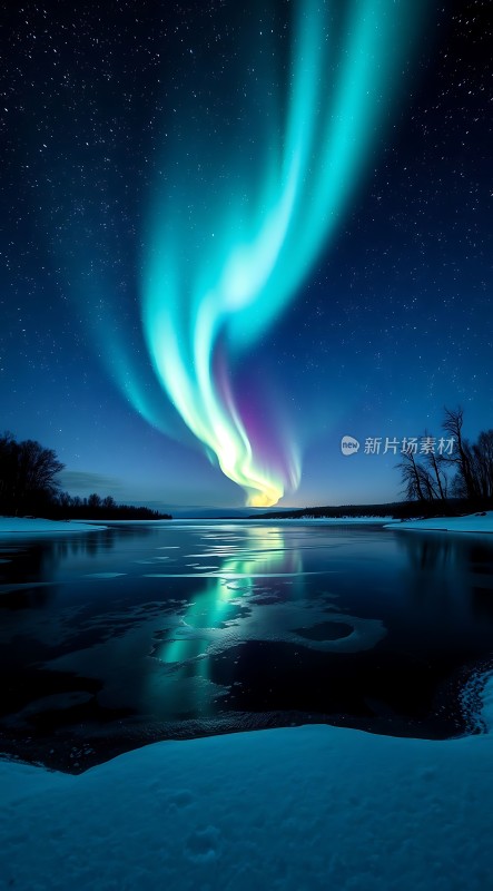 极光映雪夜星空共舞