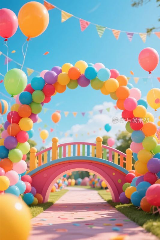 梦幻彩色气球拱门