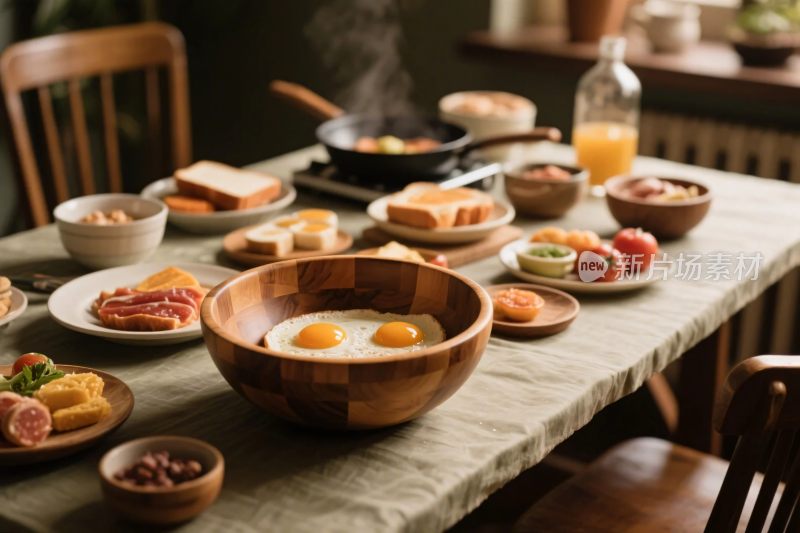 温馨早餐餐桌场景