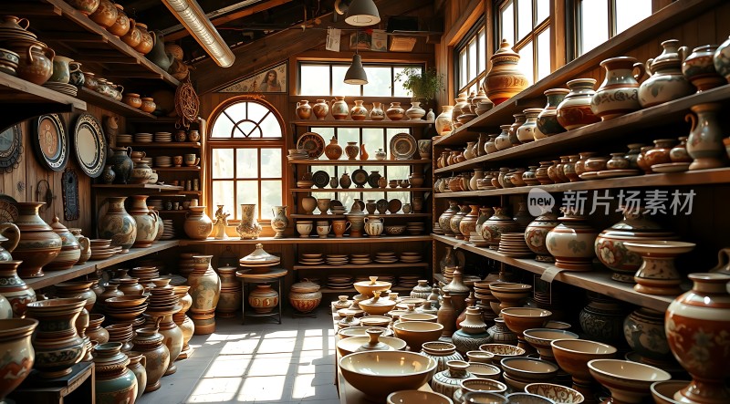陶艺工坊精美瓷器陈列