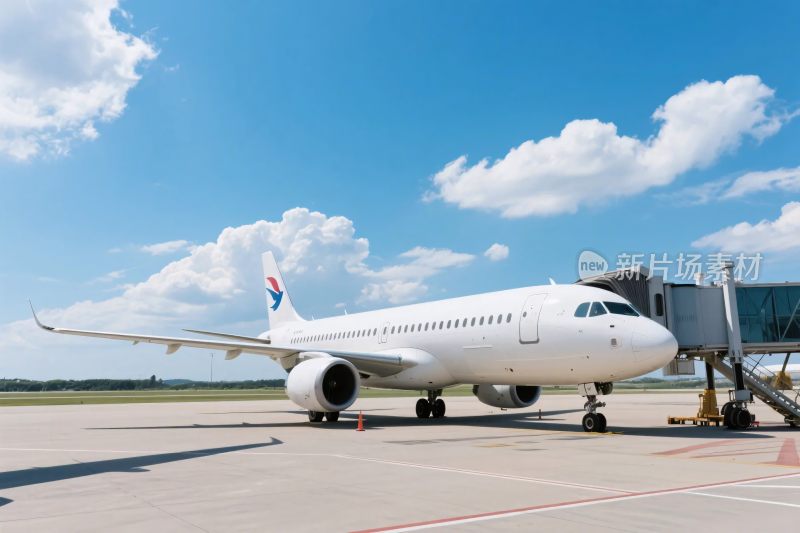 停在机场的白色民航客机
