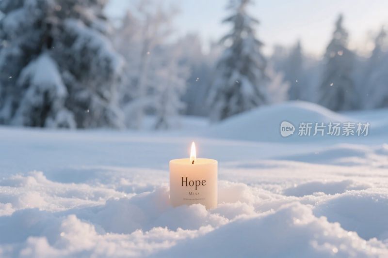 雪地中的希望蜡烛