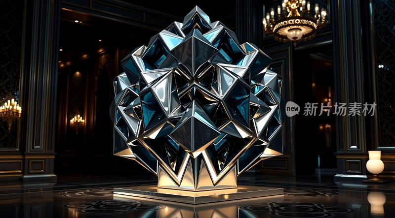 新片场素材金属几何雕塑