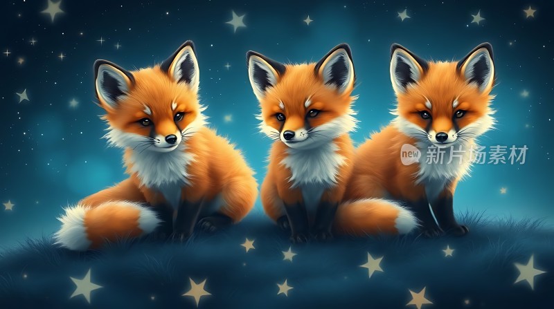 三只小狐狸仰望星空