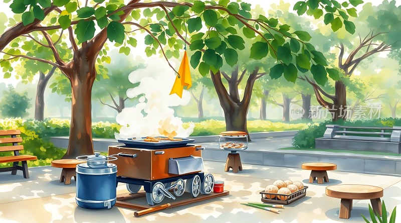 户外烧烤聚会场景