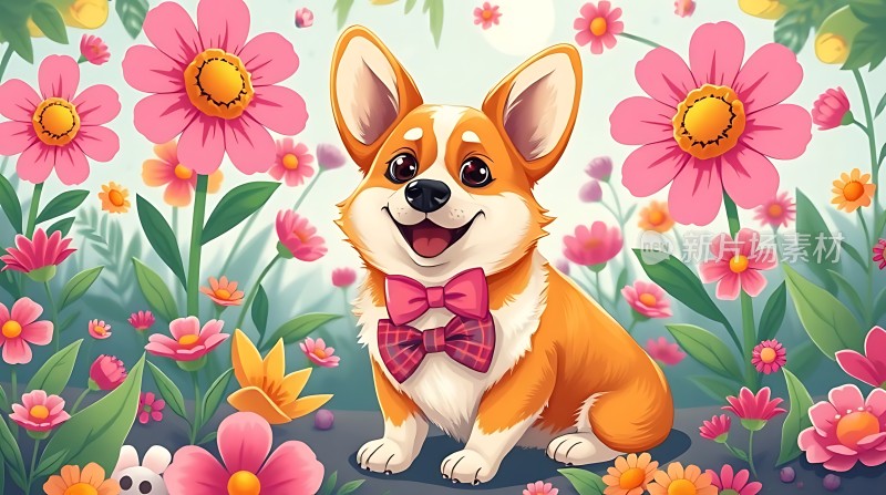 春日萌宠花丛中