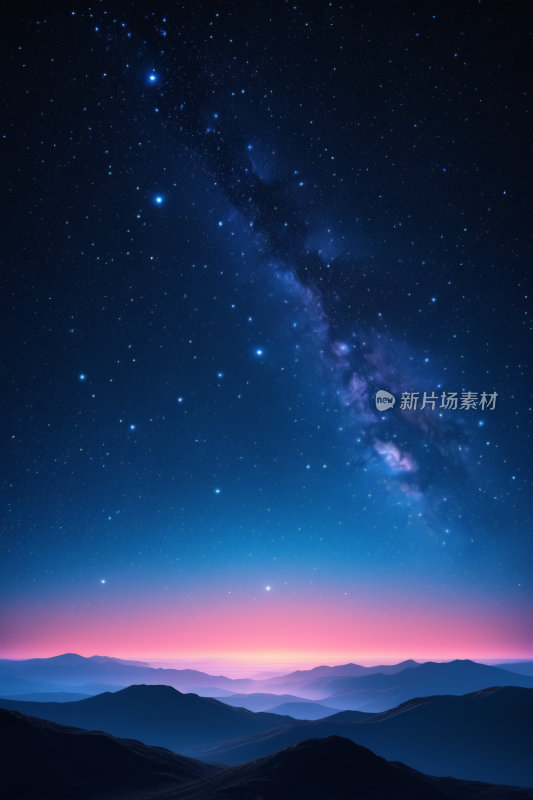 星空夜空闪烁着明亮粉色和蓝色光芒背景纹理