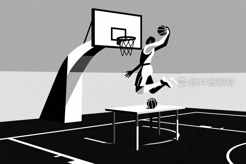 篮球扣篮插画