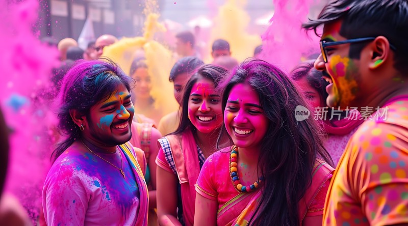 彩色粉末节上的欢乐时光