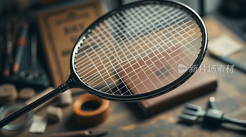 新片场素材羽毛球拍特写