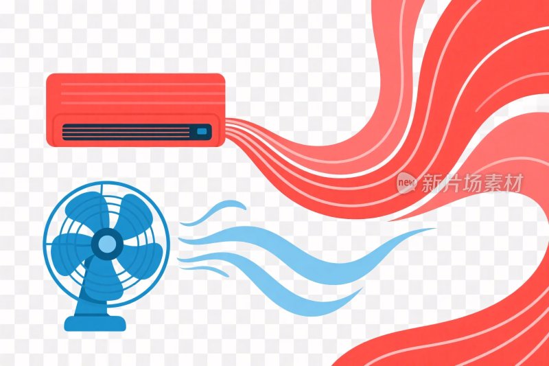 空调风扇送风插画