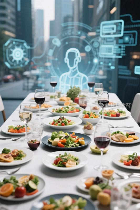 美食科技融合餐桌画面