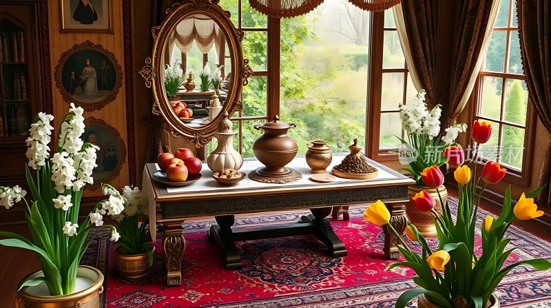 古董装饰与自然美景的结合