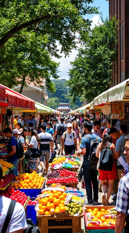 热闹集市琳琅满目水果展销会