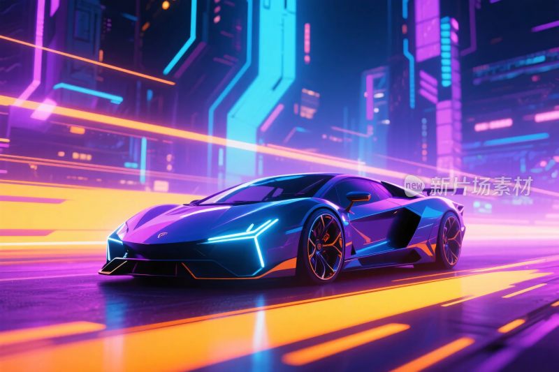 未来赛车霓虹科幻风