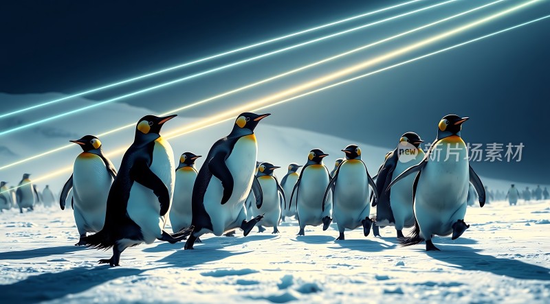 南极企鹅大军行进