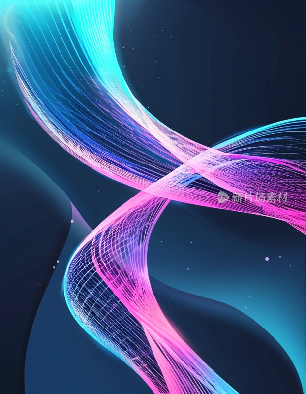 粉蓝渐变波浪背景