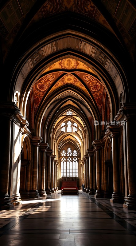 阳光下的宏伟教堂内部