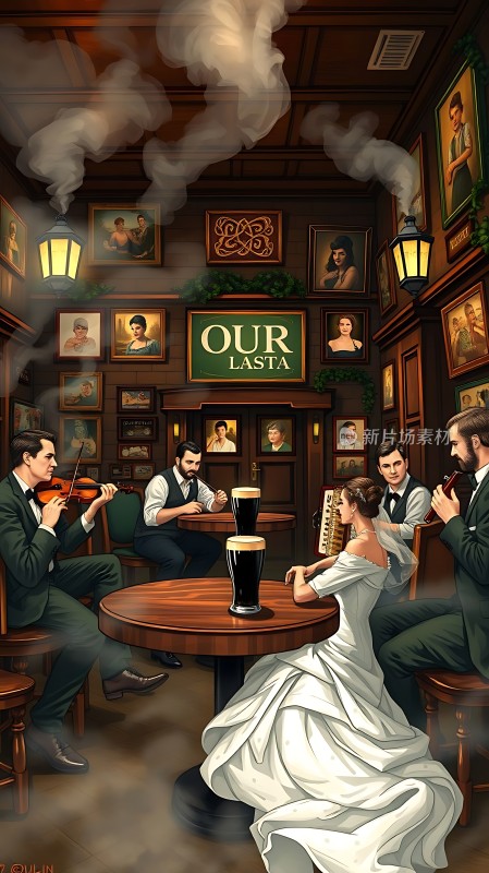 爱尔兰酒吧里的浪漫夜晚