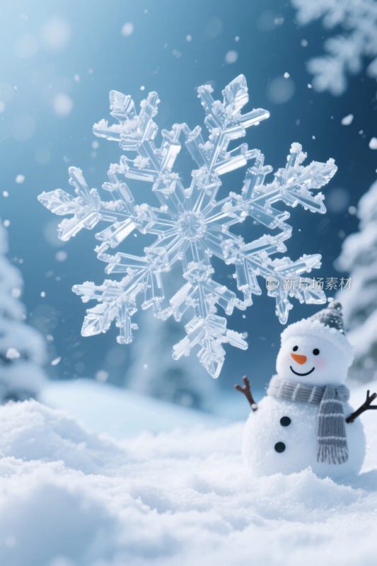 冬日雪人雪花景