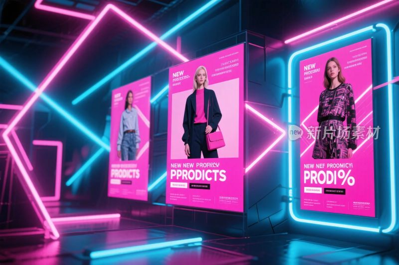 霓虹广告宣传海报
