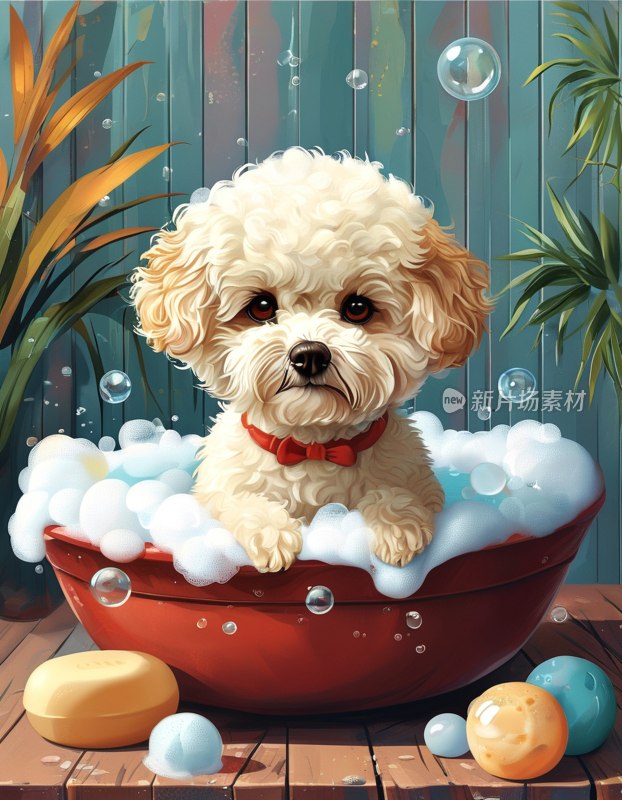 比熊泡泡浴写真