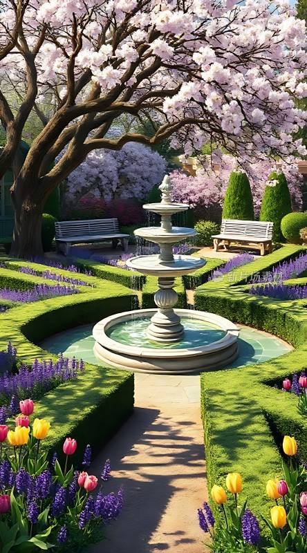 春意盎然花园美景