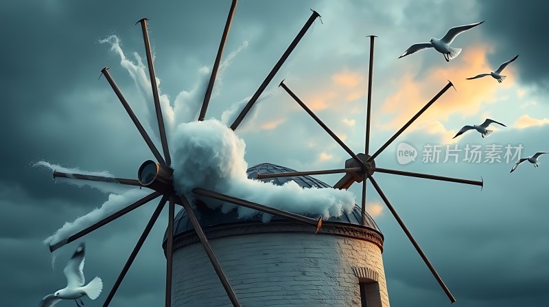 风车与海鸥共舞