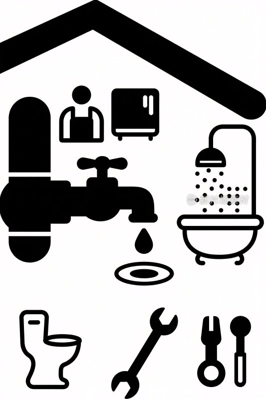 房屋卫浴图标插画