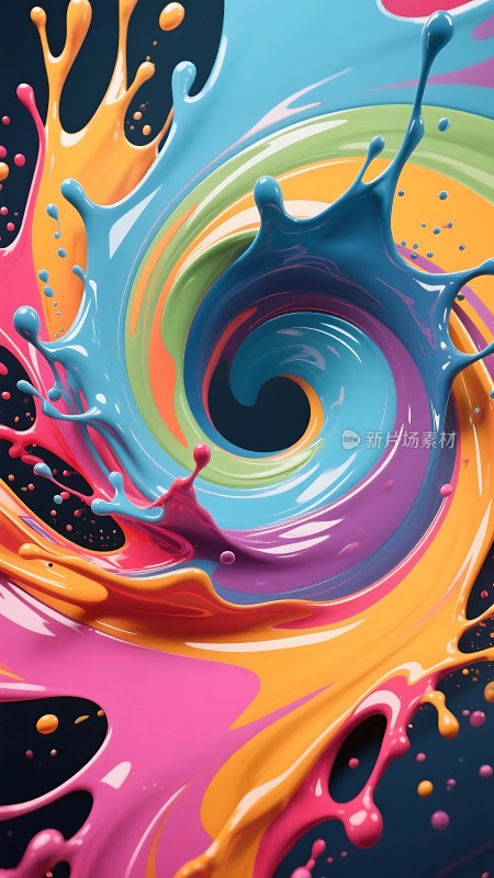 五彩斑斓的颜料漩涡