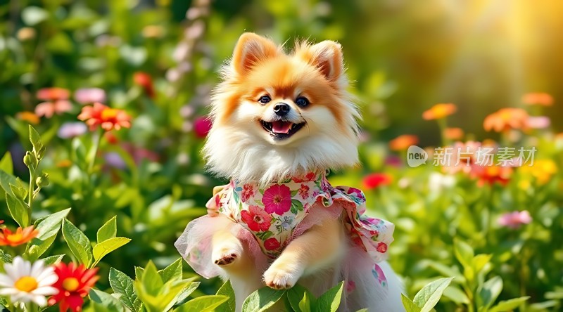 阳光下的快乐小狗