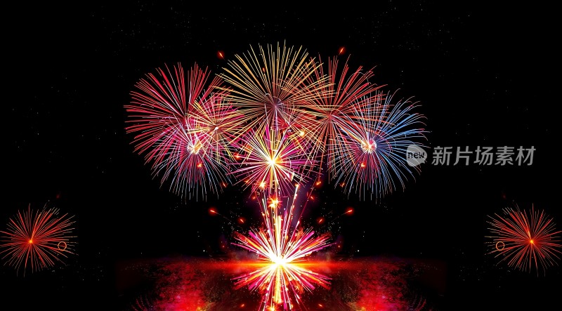 璀璨烟花夜空绽放色彩斑斓光芒四射
