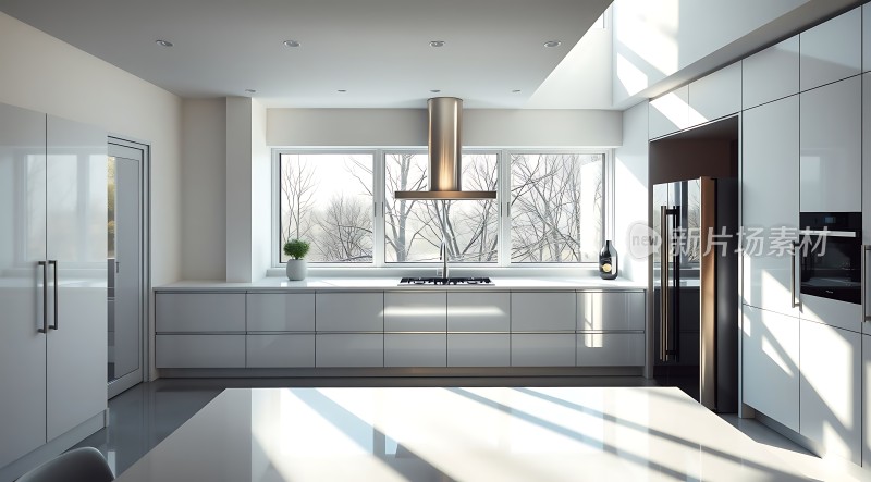 现代厨房设计简约风格自然光线充足