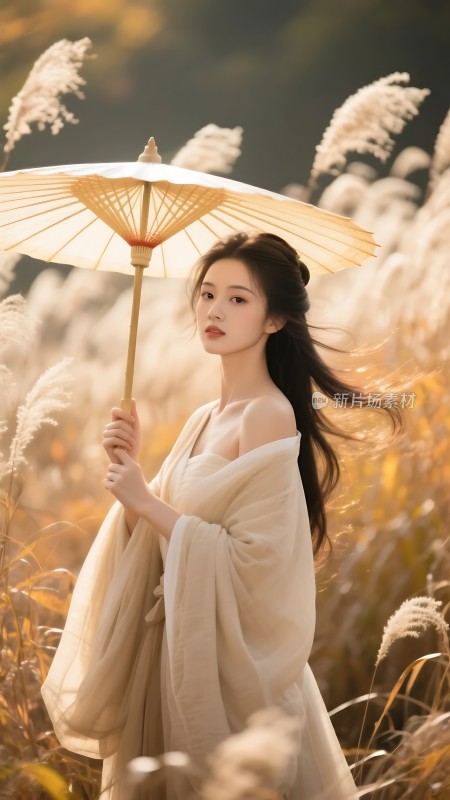 古风女子撑油纸伞