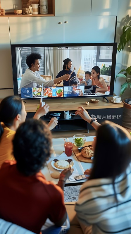 家庭温馨时刻一起观看美食节目